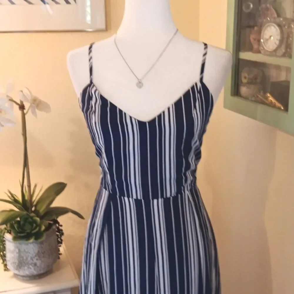 Zaful Navy and White Striped Maxi Dress. Nautical. Festival. Beachy.